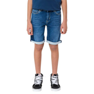 kaporal short en coton indigo uni avec une coupe droite et plusieurs poches 4