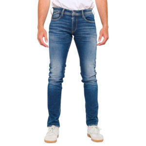 le temps des cerises jean en coton bleu stone delave aux genoux avec une coupe skinny 2