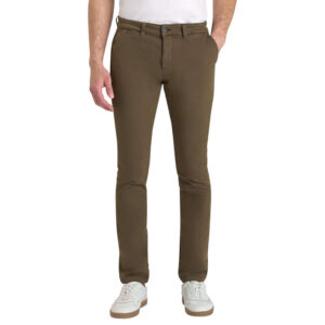 le temps des cerises pantalon chino en coton melange taupe uni avec coupe slim et passants 6