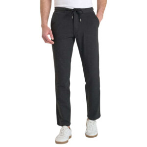 le temps des cerises pantalon jogging en coton melange anthracite uni avec une coupe slim 10