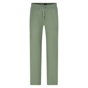 le temps des cerises pantalon milak en coton vert a coupe droite pourvu d une taille elastiquee