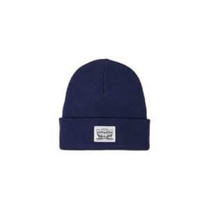 levi s acc bonnet en coton marine uni avec patch sur le revers au nom de la marque