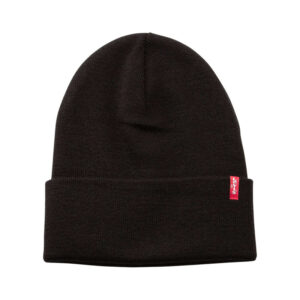levi s acc bonnet noir uni avec large revers et etiquette cousue de la marque