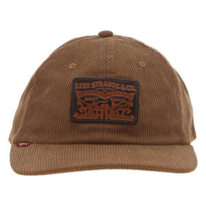 levi s acc casquette taupe unie en velours cotele avec patch de la marque en cuir