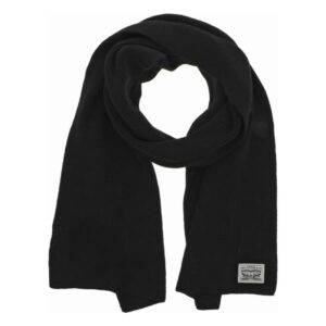 levi s acc echarpe en coton noire unie avec marque sur une extremitee en maille cotelee