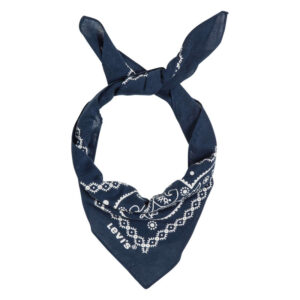 levi s acc foulard carre en coton marine orne d un motif cachemire contraste
