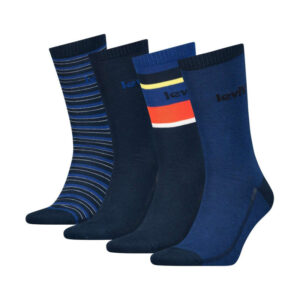 levi s coffret 4 paires de chaussettes hautes en coton stretch bleu marine et rayees