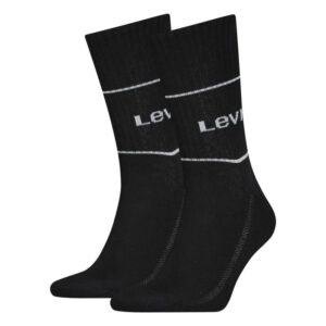 levi s lot de 2 paires de chaussettes hautes en coton melange noires unies