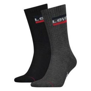 levi s lot de 2 paires de chaussettes hautes noires en coton melange unies avec une coupe haute