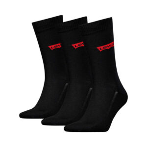 levi s lot de 3 paires de chaussettes hautes en coton melange noires unies