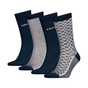 levi s lot de 4 chaussettes hautes bleues a carreaux avec marque blanche