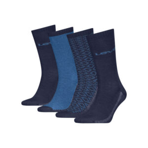 levi s lot de 4 paires de chaussettes hautes bleues en coton melange