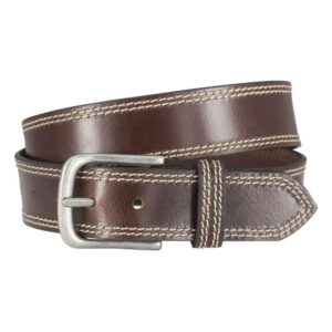 lindenmann ceinture marron unie en cuir de boeuf avec une boucle metallique