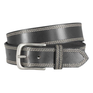 lindenmann ceinture noire unie en cuir de boeuf avec une boucle metallique