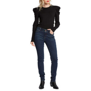 morgan jean en coton melange brut avec une coupe skinny et des passants