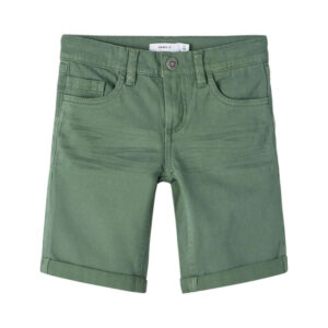name it bermuda en coton kaki uni avec une coupe slim fit et 5 poches