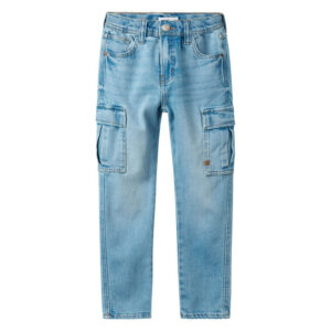 name it cargo en coton bleu stone uni avec une coupe slim et une taille mi haute 2