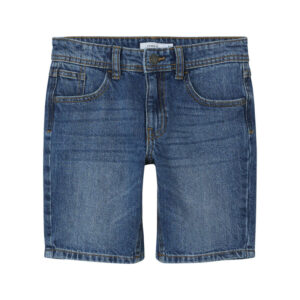 name it short denim 5 poches en coton bleu indigo uni avec une coupe regular fit