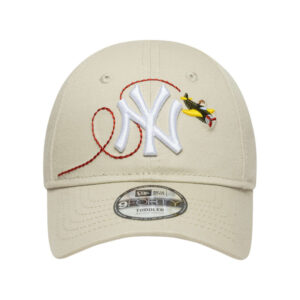 new era casquette en coton beige a imprime avec une bande auto agrippante