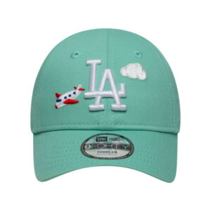 new era casquette en coton turquoise a imprime avec une bande auto agrippante