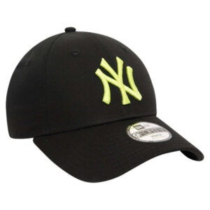 new era casquette strapback en coton noire unie avec de la broderie jaune fluo a l avant
