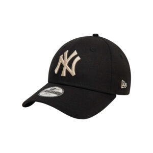 new era casquette strapback en coton noire unie avec des lettres beiges a l avant