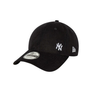 new era casquette strapback noire unie en coton avec logo ny brode en blanc