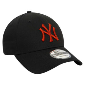 new era casquette strapback reglable en coton noire unie avec de la broderie rouge