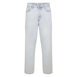 only sons jean baggy en coton beige uni avec une coupe droite a zip et a bouton