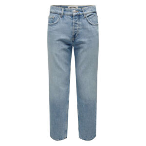 only sons jean edge loose en coton stone uni avec une coupe regular fit et 5 poches