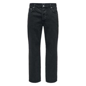 only sons jean en coton noir legerement delave avec une coupe baggy et des passants 14