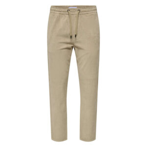 only sons pantalon en coton beige en velours cotele a coupe regular fit
