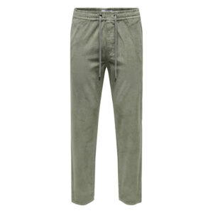 only sons pantalon en coton vert sauge en velours cotele a coupe regular fit