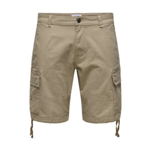 only sons short cargo en coton melange beige uni avec une coupe regular fit 2