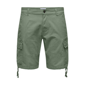 only sons short cargo en coton melange vert tilleul uni avec une coupe regular fit