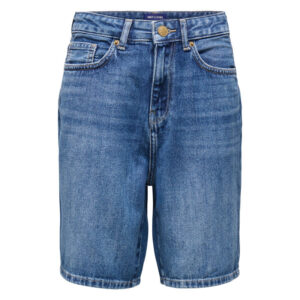 only sons short en coton biologique bleu uni a coupe droite muni d un zip et d un bouton 2