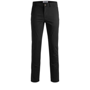 premium by jack jones chino noir uni en coton avec une coupe droite et des poches a l italienne