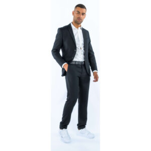 premium by jack jones pantalon noir uni a coupe droite et a fermeture zippee boutonnee