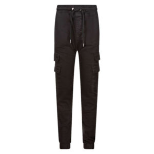 project x cargo noir uni a coupe slim avec taille elastiquee et 2 poches a rabat 2