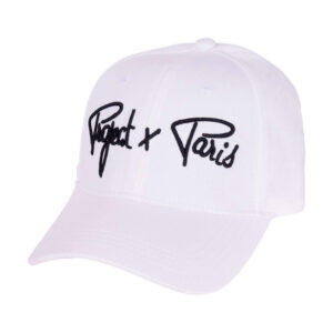 project x casquette blanche unie en coton a visiere courbee et logo brode en noir