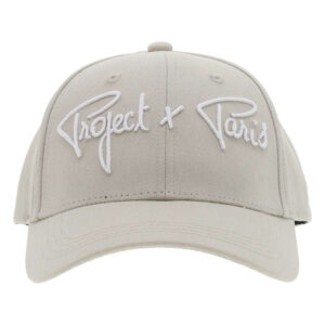 project x casquette en coton gris clair uni a visiere courbee et une fermeture clip inox