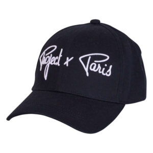 project x casquette noire unie en coton a visiere courbee et a logo brode en blanc