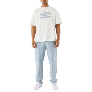 project x jean bleu ciel brode a motif cachemire avec une fermeture zippee