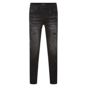 project x jean en coton noir uni avec une coupe skinny et un effet troue