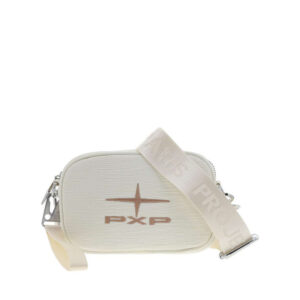 project x sacoche ecrue unie avec une poche zippee et nom iconique a l avant