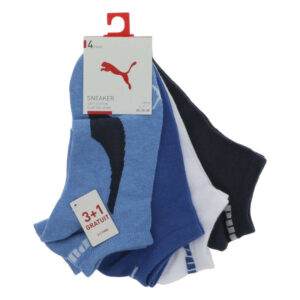 puma 4 paires de chaussettes basses unies bleues taille basse