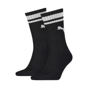 puma chaussettes hautes noires unies avec tige rayee blanche en bord cote 2