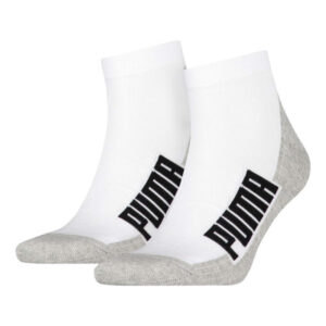 puma lot de 2 paires de chaussettes basses en coton bicolore blanches et grises