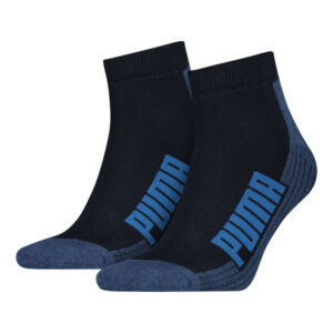 puma lot de 2 paires de chaussettes basses en coton bicolore noires et bleues