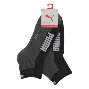 puma lot de 2 paires de chaussettes basses en coton melange bicolores avec le logo